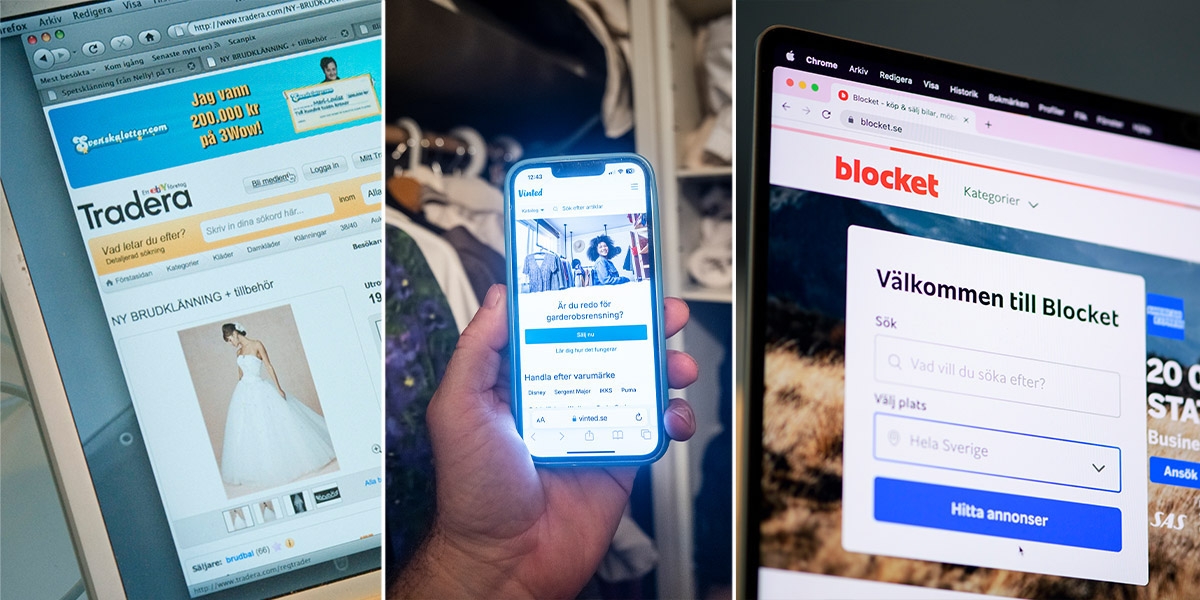 Tradera, Vinted och Blocket. Sådana aktörer på andrahandsmarknaden måste numer lämna in uppgifter om sina säljare till Skatteverket