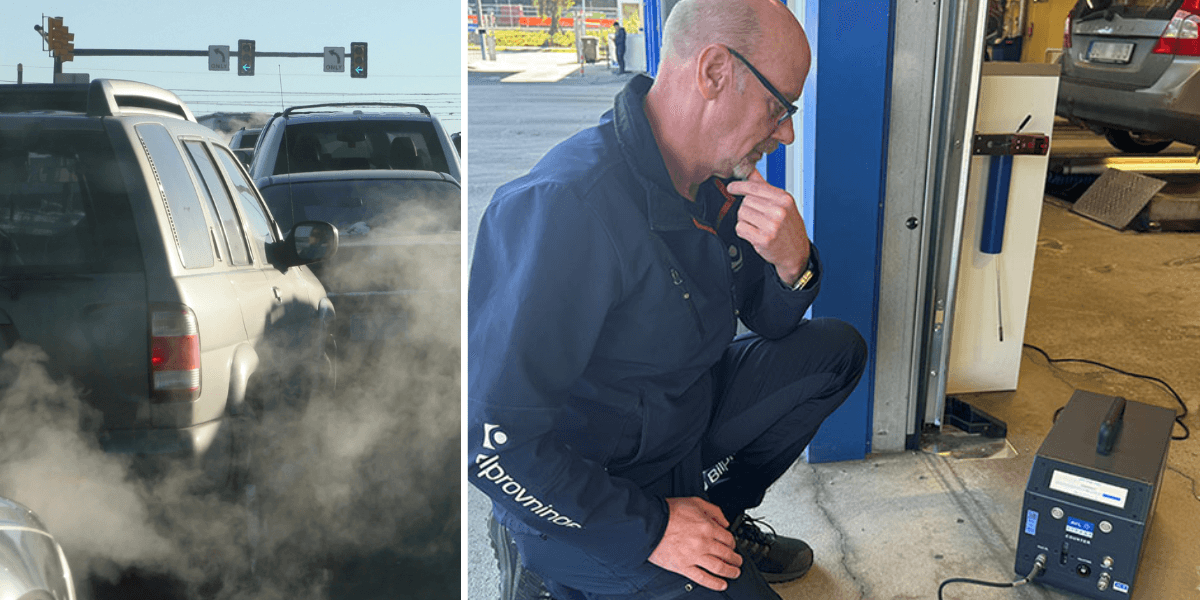Bilprovningen vill styra upp kontrollen av dieselbilar genom ett nytt mätsätt. (Foto: Canva och Bilprovningen)