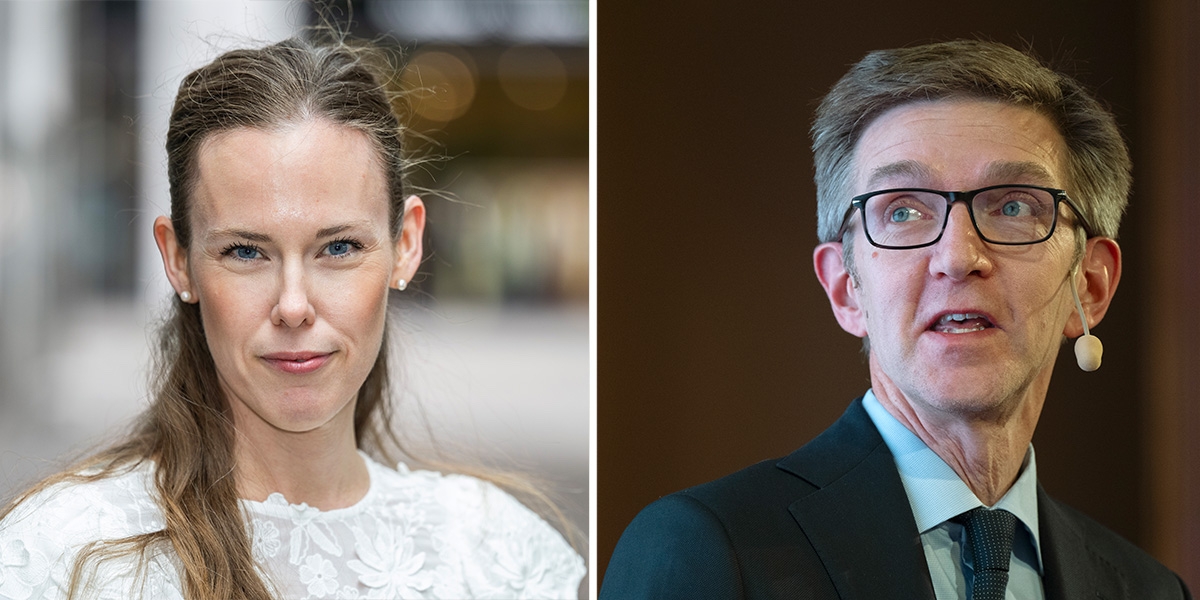 Susanne Spector, chefsekonom på Danske Bank i Sverige och Martin Flodén, professor i nationalekonomi vid Stockholms universitet som satt i Riksbankens direktion mellan år 2013 och 2024. Här är vad de tror om Sveriges ekonomi framöver.